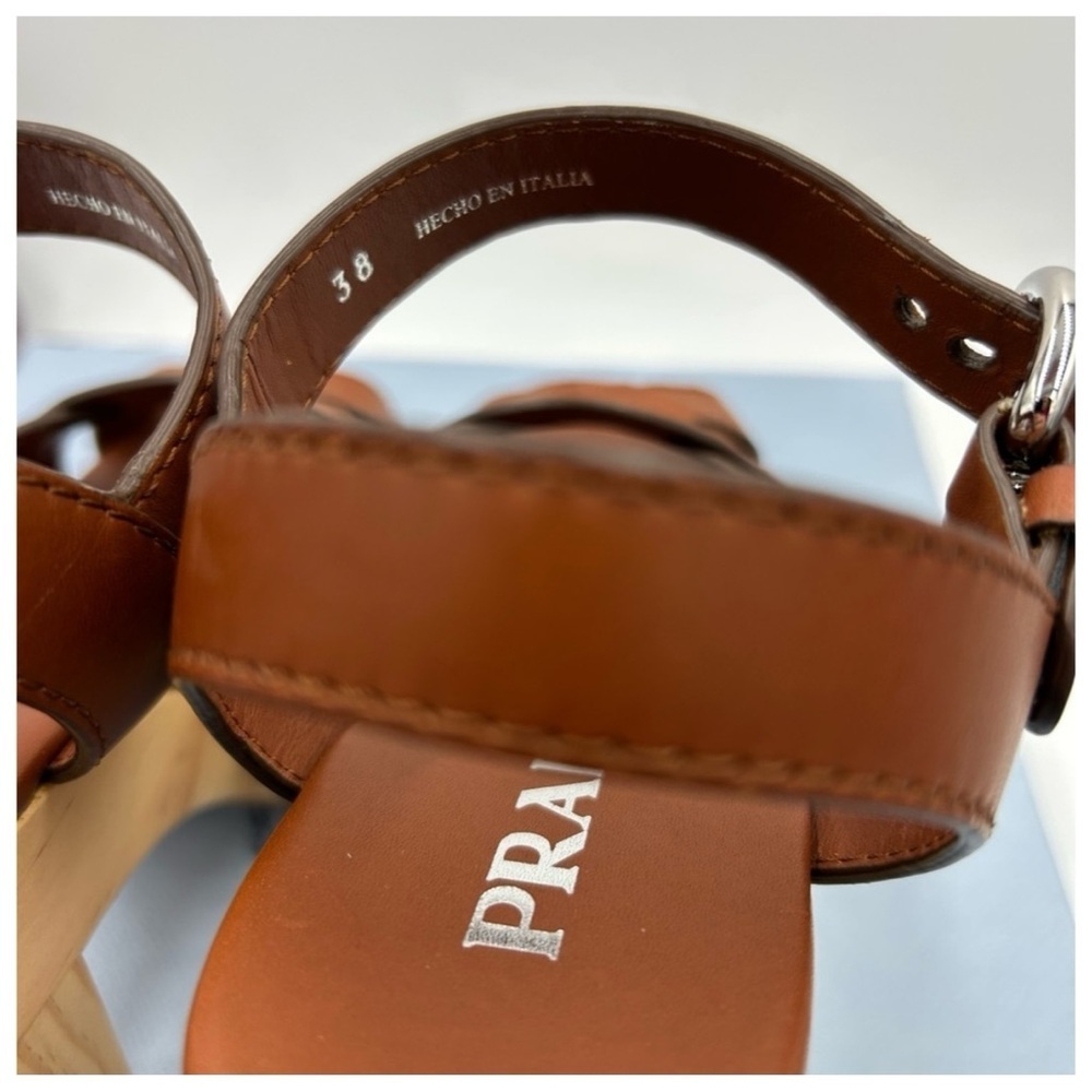 Prada wooden heel platform, leather sandals, size 38 made in Italy - Picture 4 of 8